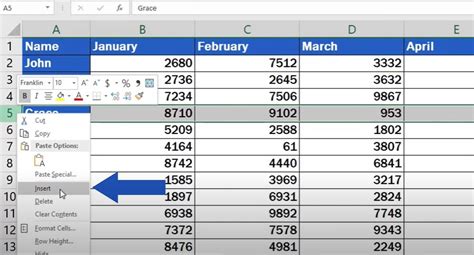 how to add a row in excel