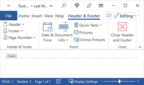 how to add a second footer in word