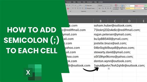 how to add a semicolon after each email address in excel