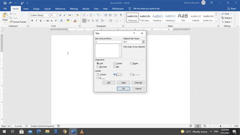 how to add a tab in microsoft word