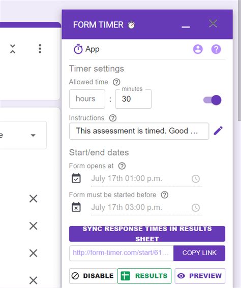 how to add a timer in google forms