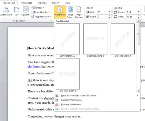 how to add a watermark in a word document