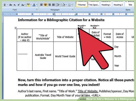 how to add a website to a bibliography