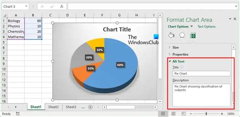 how to add alt text in excel chart