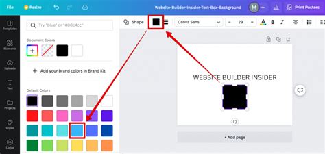 how to add background color to text box in canva