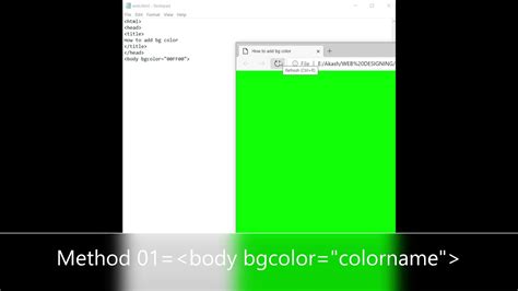 how to add bg color in html notepad