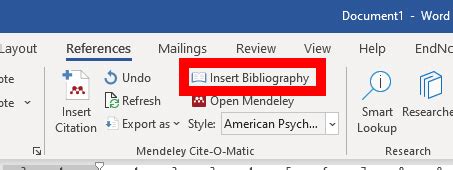 how to add bibliography in word using mendeley