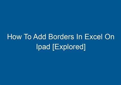 how to add borders in excel on ipad