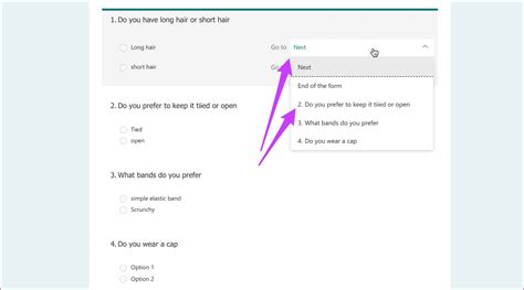 how to add branching for multiple choice questions in microsoft forms
