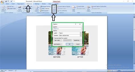 how to add caption to image in word doc