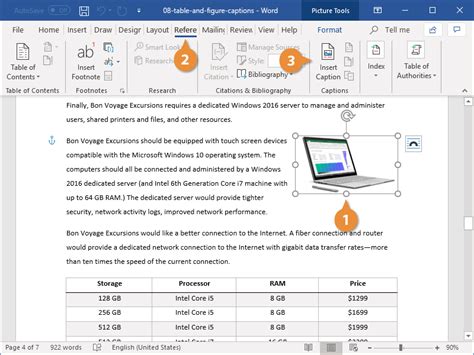 how to add caption to image in word document