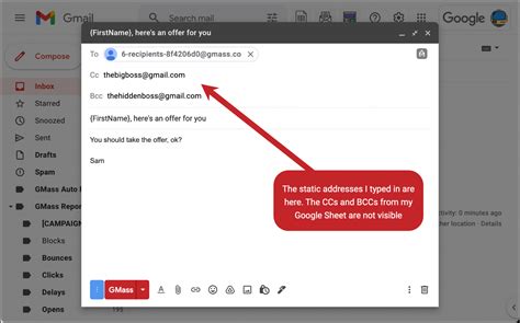 how to add cc in mail merge gmail