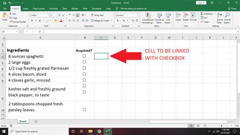 how to add checklist in excel cell