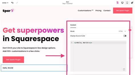 how to add code block in squarespace