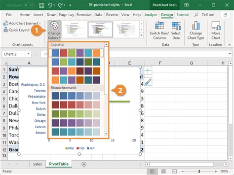 how to add color to pivot table