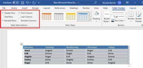 how to add colour in table in word
