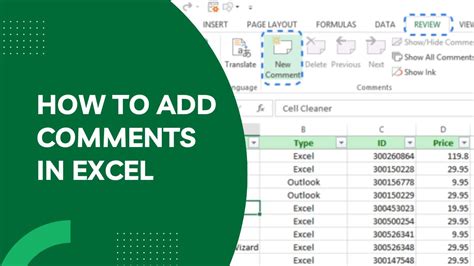 how to add comment in excel row