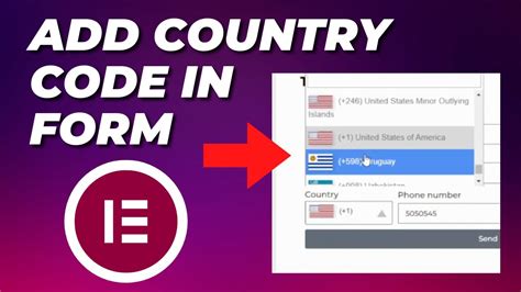 how to add country code in elementor form