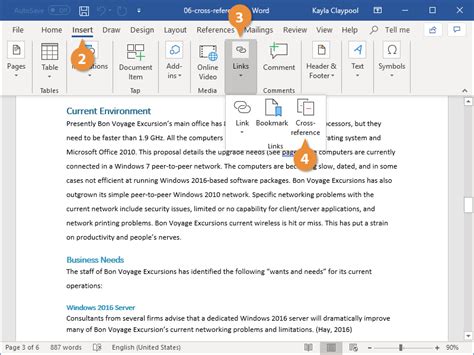 how to add cross reference in word document