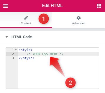 how to add css code in elementor