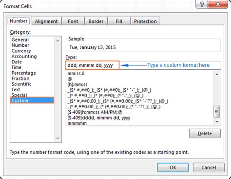 how to add custom date format in excel