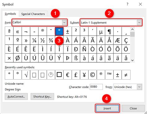 how to add degree symbol in word using keyboard