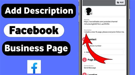 how to add description on facebook page