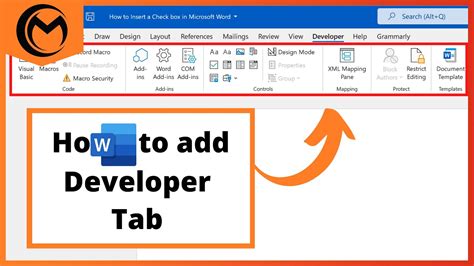 how to add developer tab in ms word