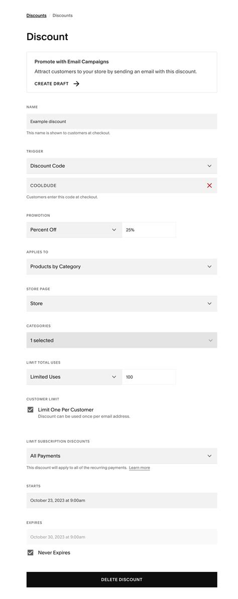 how to add discount code in squarespace