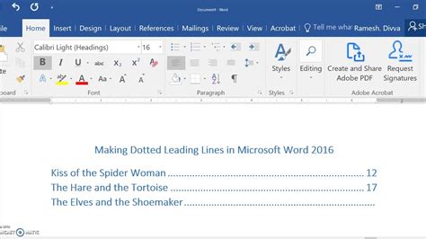 how to add dotted line in hierarchy word