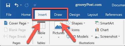 how to add draw tab in ms word