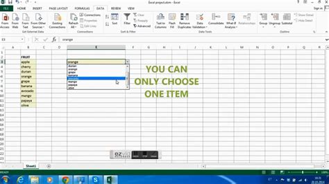 how to add drop down selection in excel