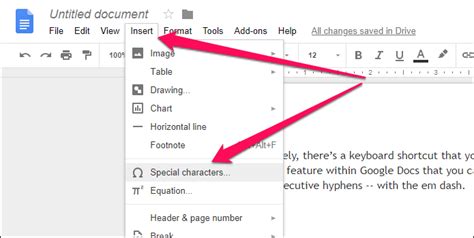 how to add em dash in google docs