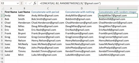 how to add email address in excel