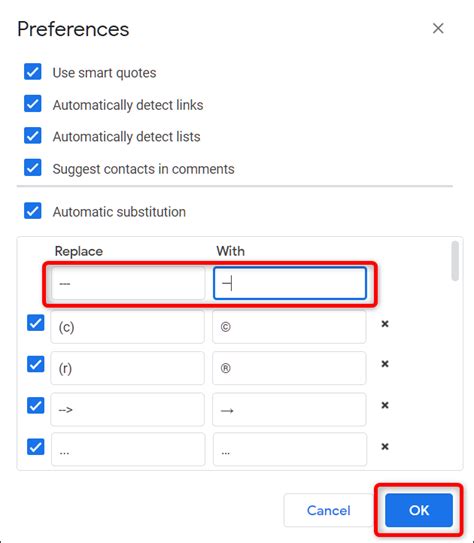 how to add en dash in google docs