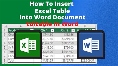 how to add excel table in word file