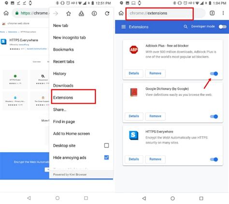 how to add extensions to chrome for android