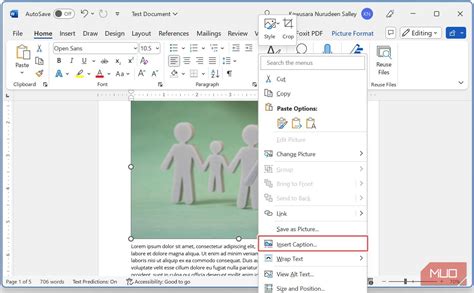 how to add figure caption in word mac