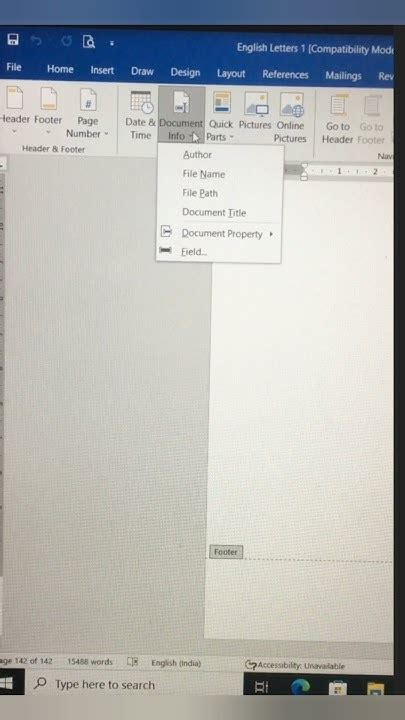 how to add file location in word document