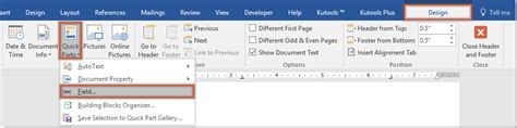 how to add file name to header in word