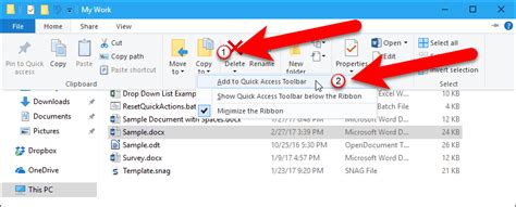 how to add file path to quick access toolbar in windows 10