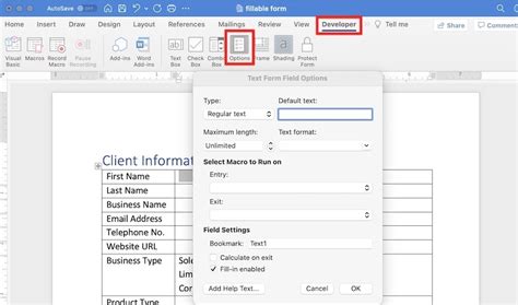 how to add fillable date field in word