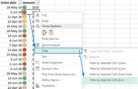 how to add filter in each cell