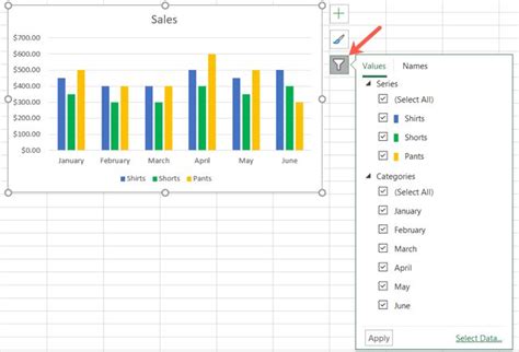 how to add filter in excel pie chart
