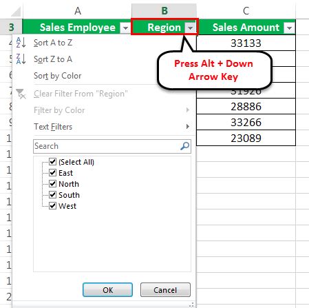 how to add filter in excel using keyboard