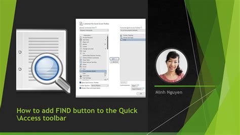how to add find button to quick access toolbar in word