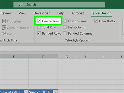 how to add first row in excel a header