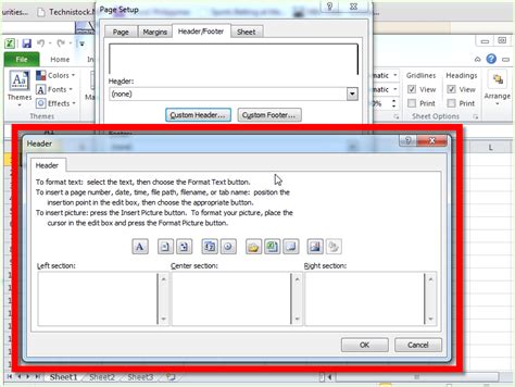 how to add footer page 1 of 2 in excel