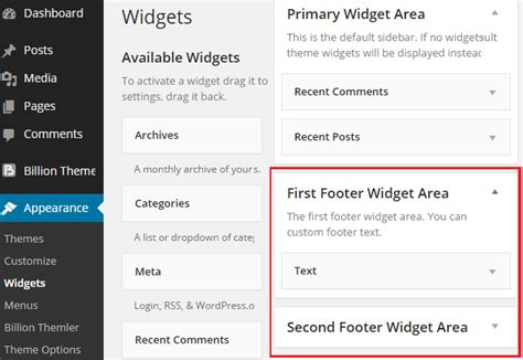 how to add footer widgets in wordpress