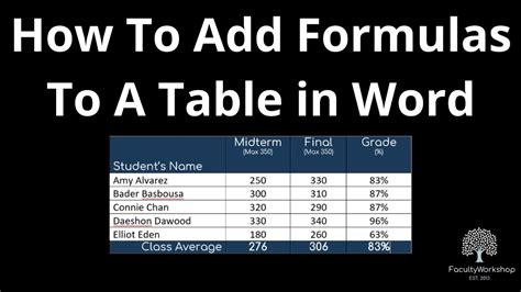 how to add formulas in word table iphone